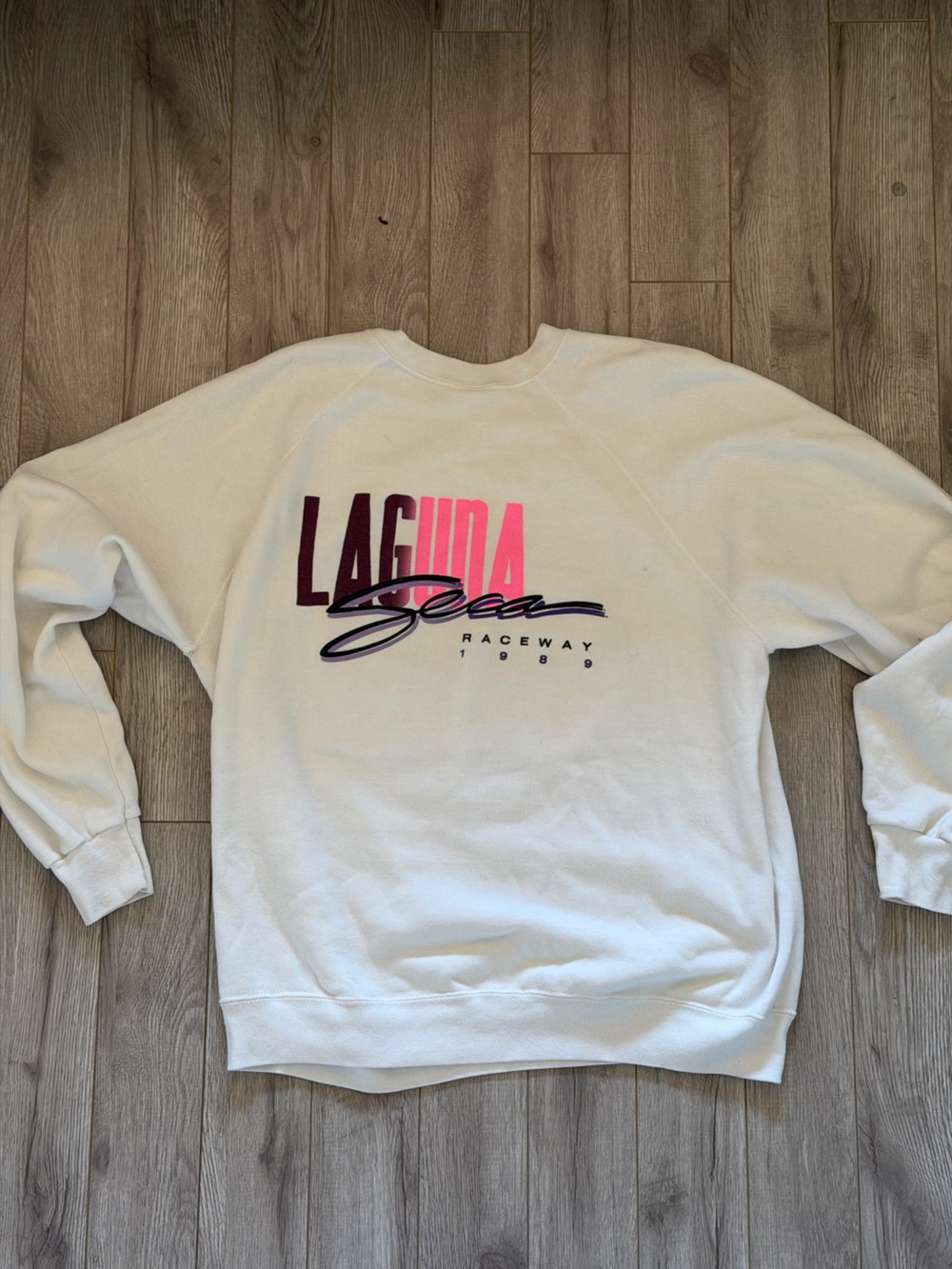 Tultex Cream Sweatshirt with Blue Logo